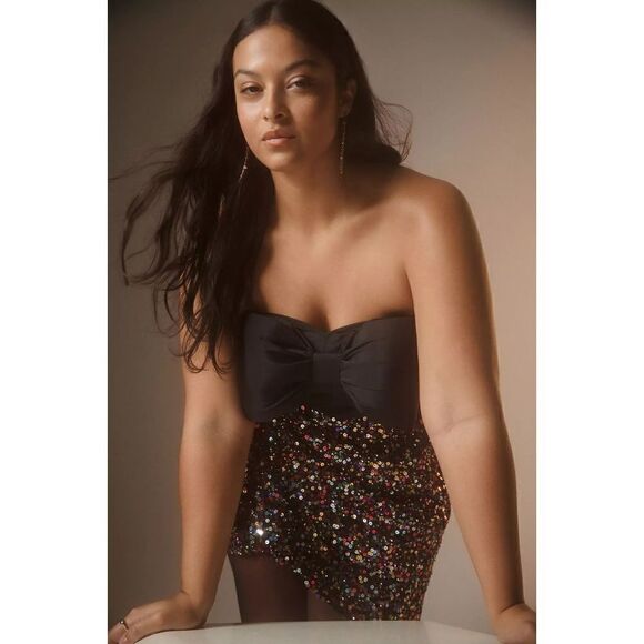 Anthropologie- Sequined Bow-Tie Mini Dress size 18w - Picture 11 of 11